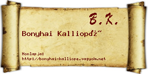 Bonyhai Kalliopé névjegykártya